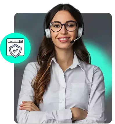 mujer feliz de call center sonriente